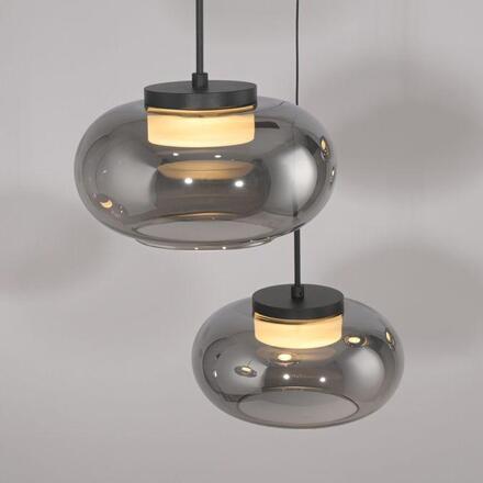 JUST LIGHT Kolekce Schöner Wohnen závěsné svítidlo SIA černé, 5-ramenné, kouřové sklo, stmívatelné, SimplyDim 3000K
