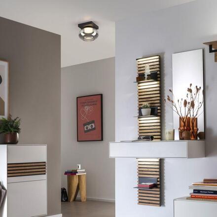 JUST LIGHT Kolekce Schöner Wohnen stropní svítidlo SIA černé, kouřové sklo, stmívatelné, paměť, SimplyDim 3000K