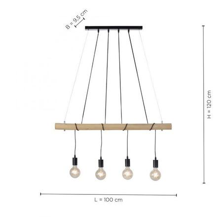 LEUCHTEN DIREKT is JUST LIGHT závěsné svítidlo, černá, dřevo, stmívatelné, E27, IP20, teplá bílá 2700K LD 15505-18