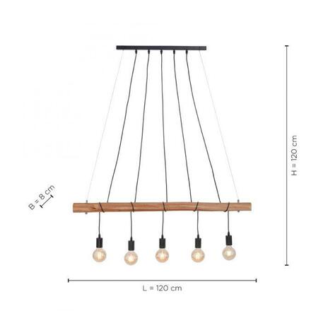 LEUCHTEN DIREKT is JUST LIGHT Závěsné svítidlo, černá, 5-ramenné, moderní LD 15515-18