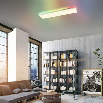 LEUCHTEN DIREKT is JUST LIGHT LED stropní svítidlo 100,5x25,5cm bílé hranaté RGB+CCT stmívatelné panel RGB+2700-5000K