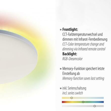 LEUCHTEN DIREKT is JUST LIGHT LED panel svítidlo, bílé, kruhové, stmívatelné, vč. dálkového ovládání, paměť, samostatně ovladatelné RGB+2700-5000K LD 15563-16