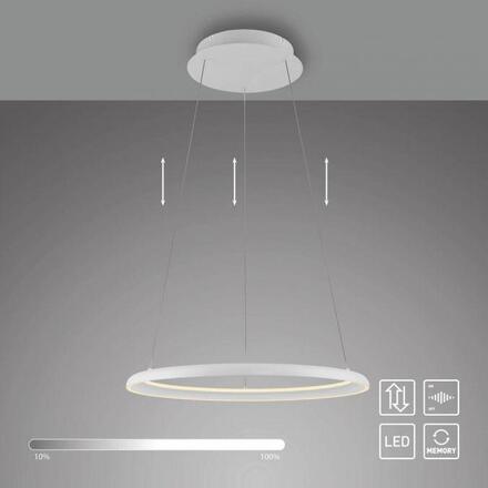 JUST LIGHT Kolekce Schöner Wohnen LED závěsné svítidlo QUILLO, bílé, kruhové, stmívatelné, Comfort Lift, SimplyDim 3000K