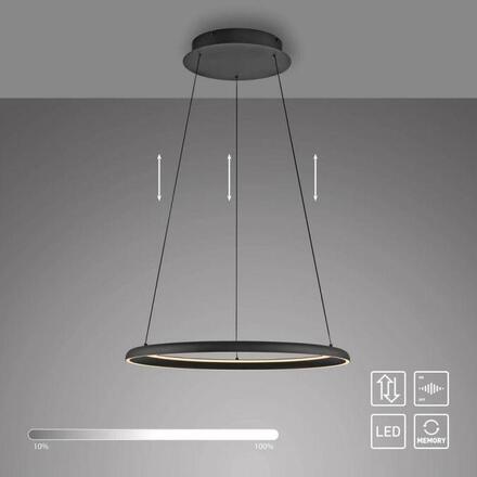 JUST LIGHT Kolekce Schöner Wohnen LED závěsné svítidlo QUILLO, černé, stmívatelné, Comfort Lift, SimplyDim 3000K