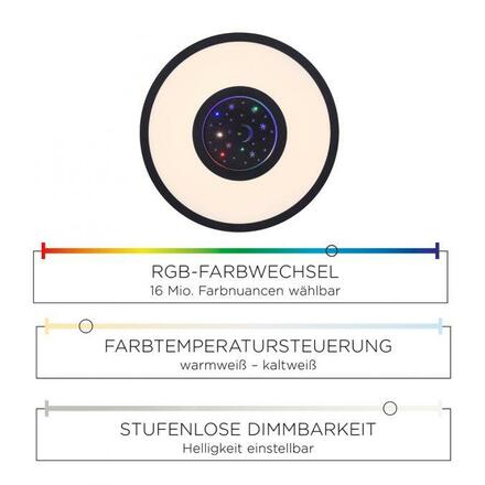 LEUCHTEN DIREKT is JUST LIGHT LED stropní svítidlo, černá, CCT, RGB, dálkový ovladač, stmívatelné, paměťová funkce RGB+2700-5000K