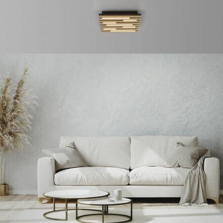 JUST LIGHT LED stropní svítidlo AKUSTIK, dřevo, přírodní, hranaté 3000K