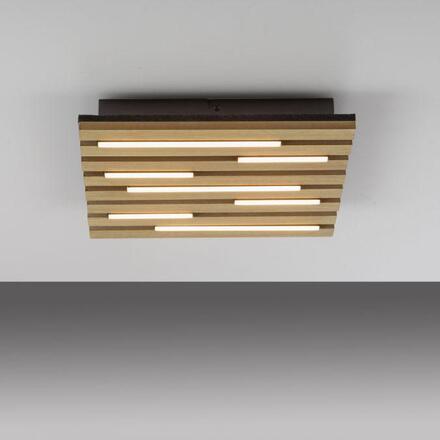 JUST LIGHT LED stropní svítidlo AKUSTIK, dřevo, přírodní, hranaté 3000K
