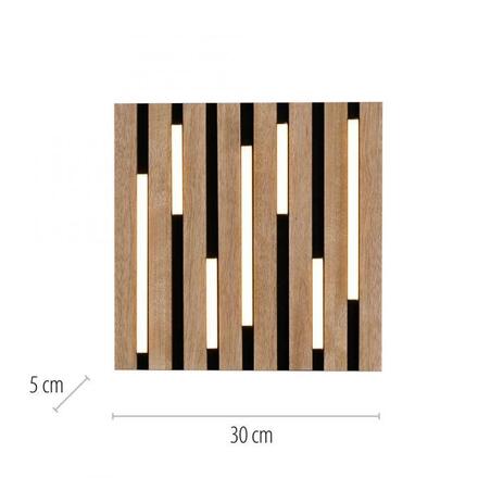 JUST LIGHT LED stropní svítidlo AKUSTIK, dřevo, přírodní, hranaté 3000K