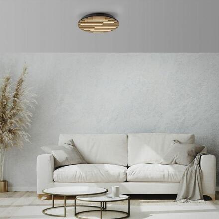 JUST LIGHT LED stropní svítidlo AKUSTIK, dřevo, přírodní, kruhové 3000K