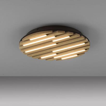JUST LIGHT LED stropní svítidlo AKUSTIK, dřevo, přírodní, kruhové 3000K
