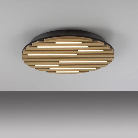 JUST LIGHT LED stropní svítidlo AKUSTIK, dřevo, přírodní, kruhové 3000K