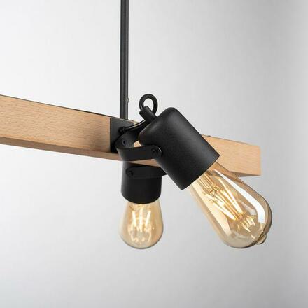 LEUCHTEN DIREKT is JUST LIGHT závěsné svítidlo CANOP, černá, 4 ramenné, dřevo, kov, industriální design
