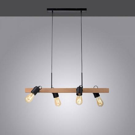 LEUCHTEN DIREKT is JUST LIGHT závěsné svítidlo CANOP, černá, 4 ramenné, dřevo, kov, industriální design