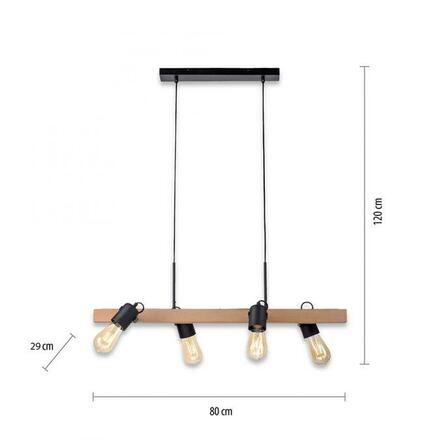 LEUCHTEN DIREKT is JUST LIGHT závěsné svítidlo CANOP, černá, 4 ramenné, dřevo, kov, industriální design