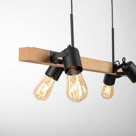 LEUCHTEN DIREKT is JUST LIGHT závěsné svítidlo CANOP, černá, 4 ramenné, dřevo, kov, industriální design