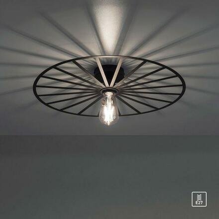 LEUCHTEN DIREKT is JUST LIGHT stropní svítidlo 50x50 matná černá barva kruhové s laťovým designem  LD 15636-18