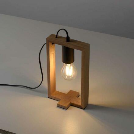 LEUCHTEN DIREKT is JUST LIGHT stolní lampa, černá, dřevěný rám, šňůrový vypínač, kov