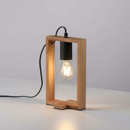LEUCHTEN DIREKT stolní lampa, černá, dřevěný rám, šňůrový vypínač, kov