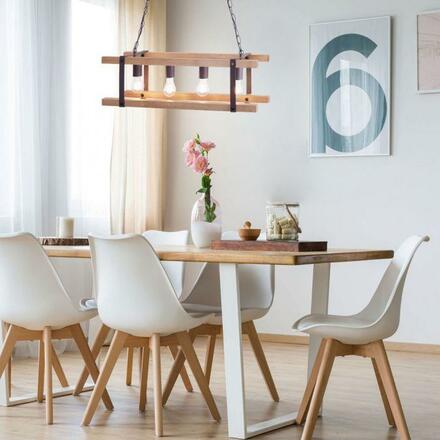 LEUCHTEN DIREKT is JUST LIGHT Závěsné svítidlo, 4-ramenné, vintage styl, dřevo, kov, E27, rustikální