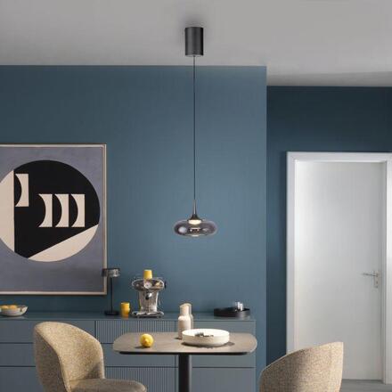 JUST LIGHT Kolekce Schöner Wohnen LED závěsné svítidlo POSH, šedé, 1-ramenné, stmívatelné, SimplyDim 3000K