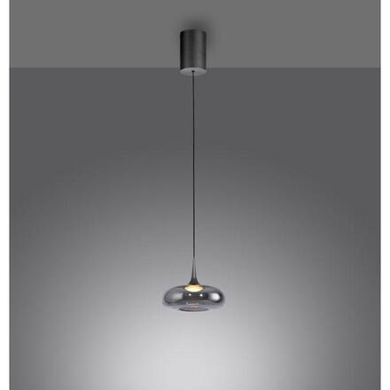 JUST LIGHT Kolekce Schöner Wohnen LED závěsné svítidlo POSH, šedé, 1-ramenné, stmívatelné, SimplyDim 3000K