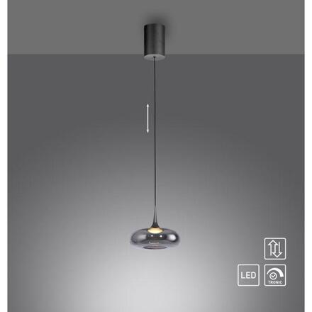 JUST LIGHT Kolekce Schöner Wohnen LED závěsné svítidlo POSH, šedé, 1-ramenné, stmívatelné, SimplyDim 3000K