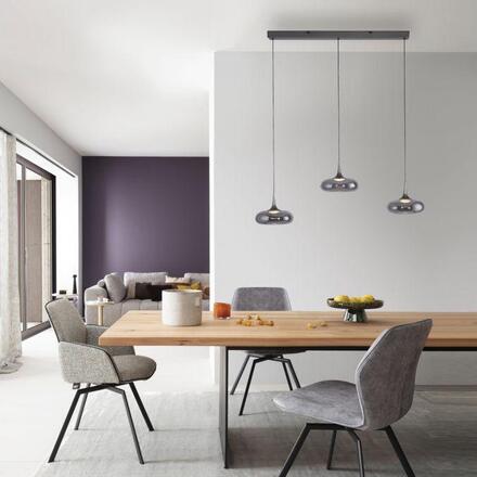 JUST LIGHT Kolekce Schöner Wohnen LED závěsné svítidlo POSH, šedé, stmívatelné, Comfort Lift, SimplyDim 3000K