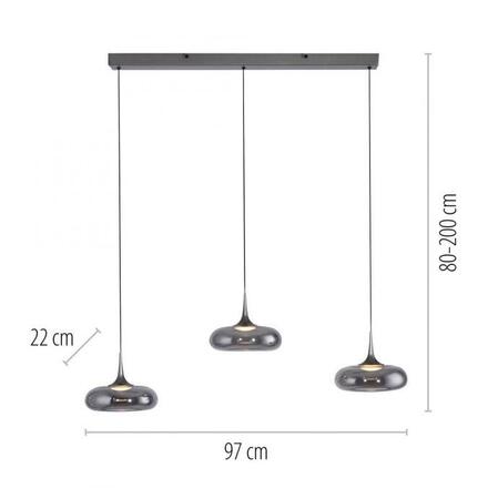 JUST LIGHT Kolekce Schöner Wohnen LED závěsné svítidlo POSH, šedé, stmívatelné, Comfort Lift, SimplyDim 3000K