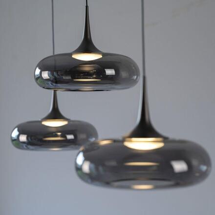 JUST LIGHT Kolekce Schöner Wohnen LED závěsné svítidlo POSH, šedé, stmívatelné, Comfort Lift, SimplyDim 3000K