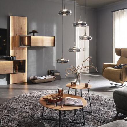 JUST LIGHT Kolekce Schöner Wohnen LED závěsné svítidlo POSH, šedé, 5-ramenné, stmívatelné, SimplyDim 3000K
