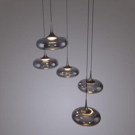 JUST LIGHT Kolekce Schöner Wohnen LED závěsné svítidlo POSH, šedé, 5-ramenné, stmívatelné, SimplyDim 3000K