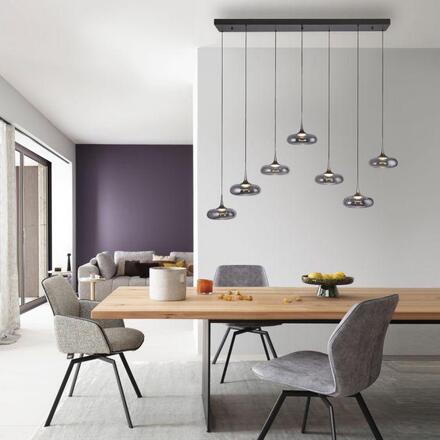 JUST LIGHT Kolekce Schöner Wohnen LED závěsné svítidlo POSH, šedé, 7-ramenné, stmívatelné, SimplyDim 3000K