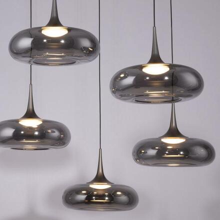 JUST LIGHT Kolekce Schöner Wohnen LED závěsné svítidlo POSH, šedé, 7-ramenné, stmívatelné, SimplyDim 3000K