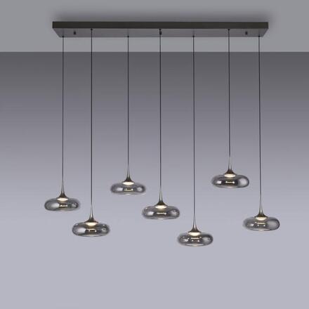 JUST LIGHT Kolekce Schöner Wohnen LED závěsné svítidlo POSH, šedé, 7-ramenné, stmívatelné, SimplyDim 3000K