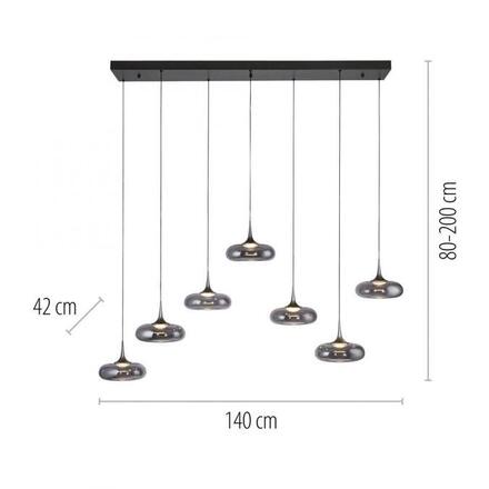 JUST LIGHT Kolekce Schöner Wohnen LED závěsné svítidlo POSH, šedé, 7-ramenné, stmívatelné, SimplyDim 3000K