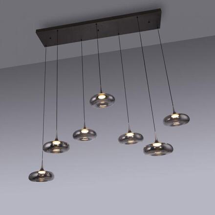 JUST LIGHT Kolekce Schöner Wohnen LED závěsné svítidlo POSH, šedé, 7-ramenné, stmívatelné, SimplyDim 3000K