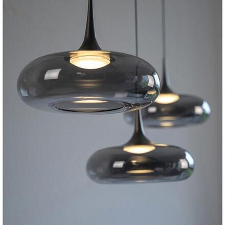 JUST LIGHT Kolekce Schöner Wohnen LED závěsné svítidlo POSH, šedé, 7-ramenné, stmívatelné, SimplyDim 3000K