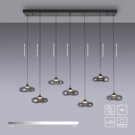 JUST LIGHT Kolekce Schöner Wohnen LED závěsné svítidlo POSH, šedé, 7-ramenné, stmívatelné, SimplyDim 3000K