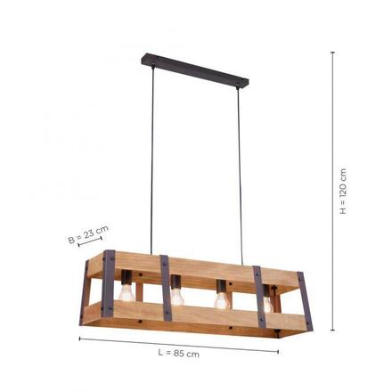 LEUCHTEN DIREKT is JUST LIGHT Závěsné svítidlo ze dřeva a kovu v rustikálním designu