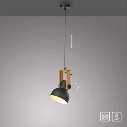 JUST LIGHT závěsné svítidlo průměr 16cm 1 ramenné dřevo z akácie nastavitelná výška LD 15741-18