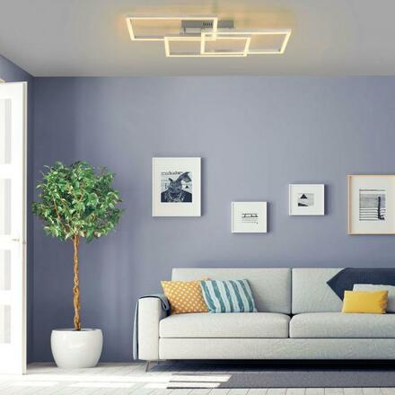 LEUCHTEN DIREKT is JUST LIGHT LED stropní svítidlo, barva ocel, hranaté, Smart Home MEDION RGB+2700-5000K