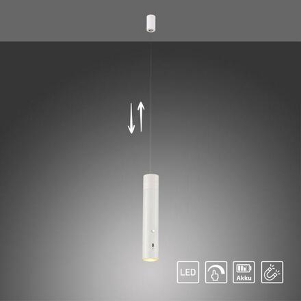 JUST LIGHT LED závěsné svítidlo bílé nastavitelná výška magnetická nabíjecí hlava 3000K LD 18281-16