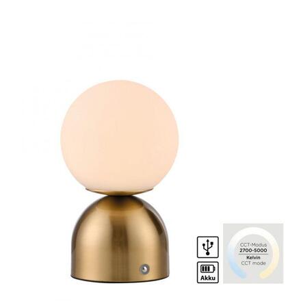 JUST LIGHT Kolekce Schöner Wohnen LED bateriové stolní svítidlo RUDI, zlaté, přes USB 3000-6000K