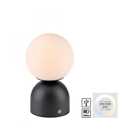JUST LIGHT Kolekce Schöner Wohnen LED bateriové stolní svítidlo RUDI, černé, přes USB 3000-6000K