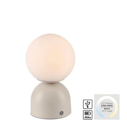 JUST LIGHT Kolekce Schöner Wohnen LED bateriové stolní svítidlo RUDI, písková barva, přes USB 3000-6000K