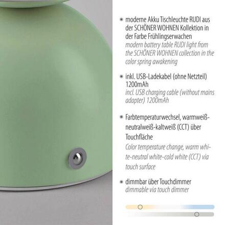 JUST LIGHT Kolekce Schöner Wohnen LED bateriové stolní svítidlo RUDI, inspirováno květy USB 3000-6000K