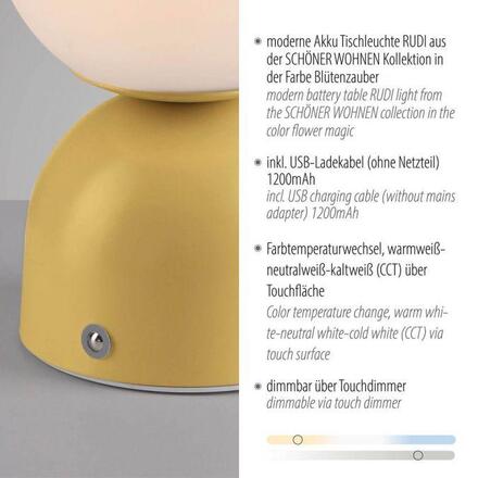 JUST LIGHT Kolekce Schöner Wohnen LED bateriové stolní svítidlo RUDI, inspirováno květy, USB 3000-6000K