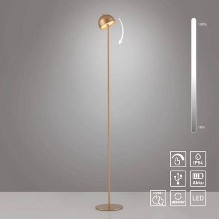 JUST LIGHT Kolekce Schöner Wohnen LED stojací svítidlo na baterie BELLIES, zlaté, nabíjecí přes USB 3000K