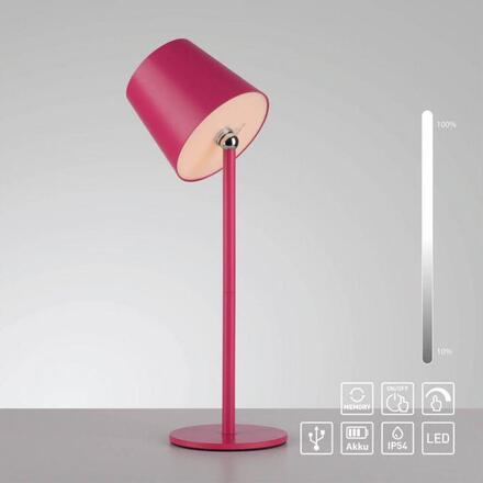 JUST LIGHT Nabíjecí svítidlo na láhev, s přídavnou nohou, růžová 3000K