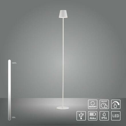 JUST LIGHT LED bateriové svítidlo bílé, stojací a stolní lampa, dotykový stmívač, IP54 pro venkovní použití 3000K